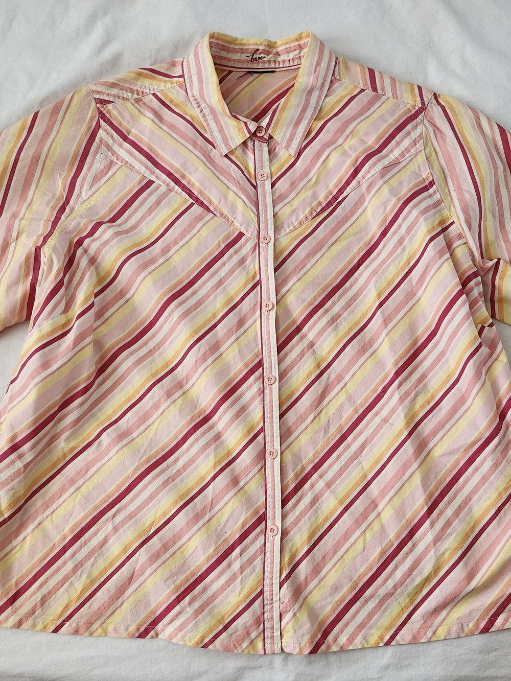 Vintage Striped Pink & Yellow Button-Down Shirt